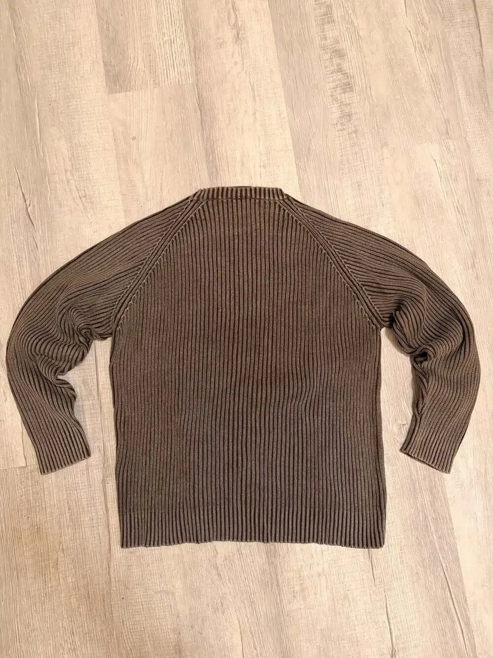 Timberland Vintage 100% Cotton Ribbed Crewneck Sweater Brown